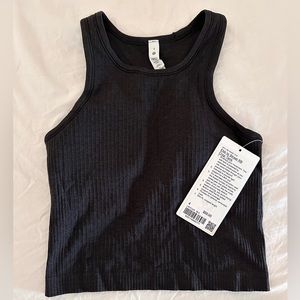 Lululemon Ebb to Street Cropped Tank Ribbed Black size 4